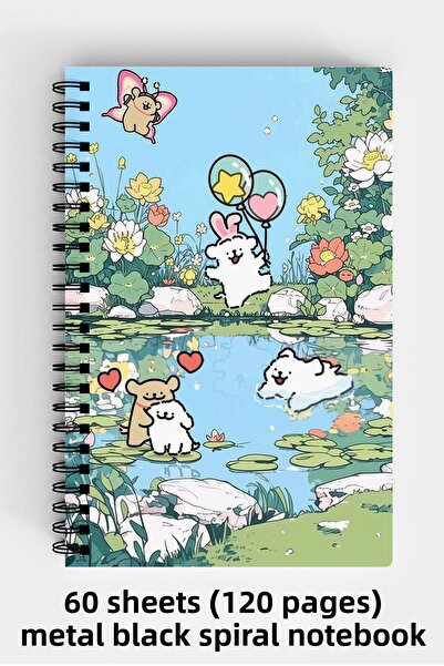 Anime Marketi Retro Aesthetic Design A5 Spiral Hard Cover Notebook 120 Sheets
