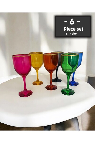 gkzglass home dekor Tokyo Colorful Hand Decorated 6-Person Coffee Glass Water Cup Water Set 295 ml