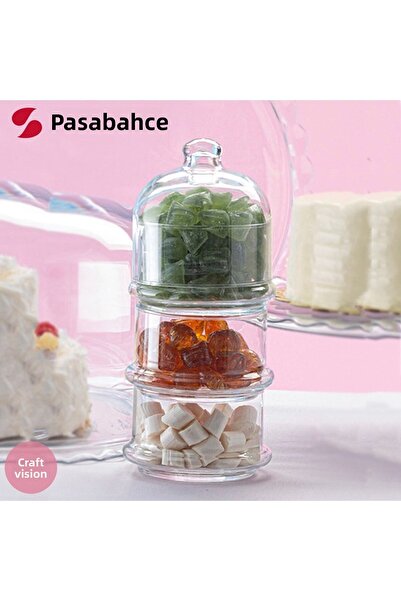 Paşabahçe حاوية تخزين زجاجية لعرض البسكويت مكونة من 3 طبقات من Villa Patisser...
