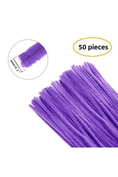 Hobialem 50 Pieces - Purple Colored Chenille, Feather Wire, Educational Cheni...