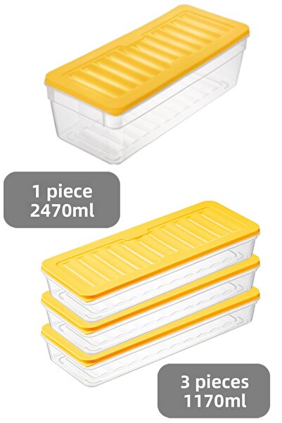 Meleni Home Microwave-Compatible Organizer Set of 4 - Food and Food Storage, Deep and Shallow L Yellow