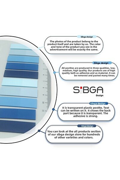 sibga tasarım ورق ملاحظات ملون شفاف - 200 ورقة من ملصقات المرجعية