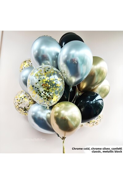 DÜVENCİ TİCARET 30 قطعة من بالونات الذهب الشفاف والفضة النثار بالونات اللاتكس