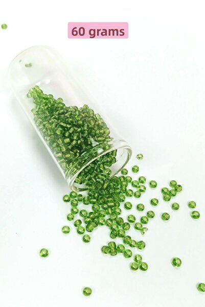 Royaleks 3 mm - 60 grame Mărgele de nisip din sticlă transparentă verde iarbă...