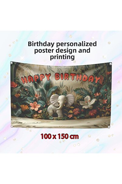 Parti Tasarla Happy Birthday Themed Birthday Concept Banner 100 X 150 cm