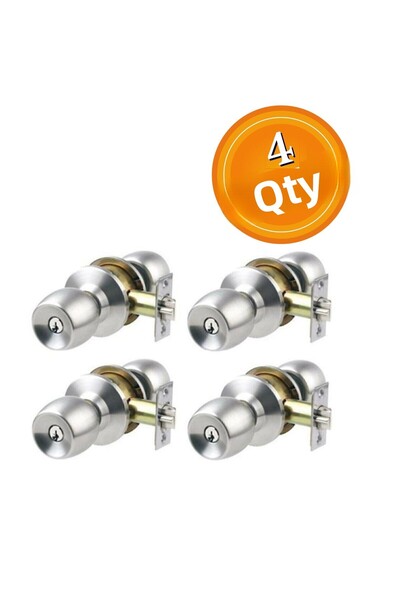 HOBİDABİ 4 Pieces Gray Satin Knob Room Lock Arm - American Design