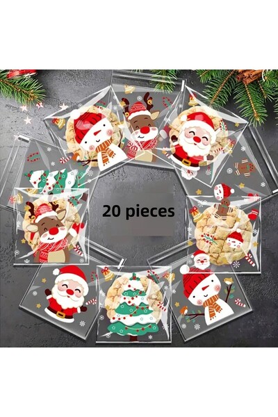 PABALAS 20 New Year's Themed-Designed Self-Adhesive, Candy & Cookie Bags