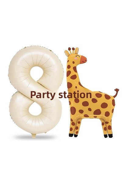 Parti Station 8 Year Old Safari Giraffe Balloon Set - Cute and Cream Colored ...
