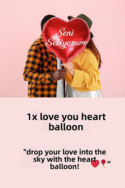 Baloncu Dede 10 Red Heart Balloons Big Heart and I Love You Foil Balloon Helium Compatible Valentine's Day