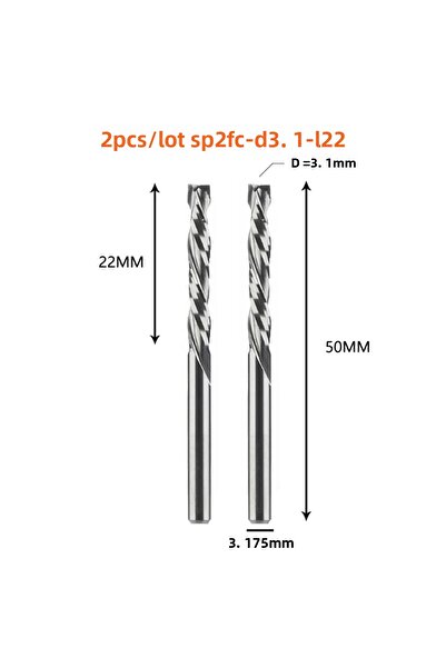 Choice1 2 قطعة - SP2FC-D3.1-L22 2 قطعة/المجموعة قاطع طحن ضغط للأعمال الخشبية، قطع تصاعدي وتنازلي، كربيد حلزوني ذو شقين