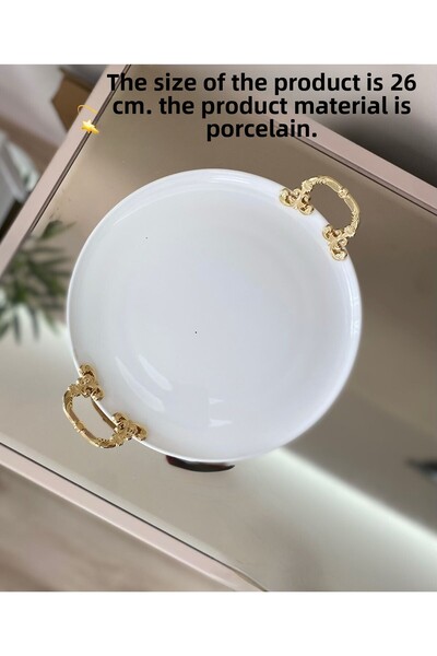 Sillage Home Luxury Presentation Plate with Handle 26 cm, White Presentation Plate