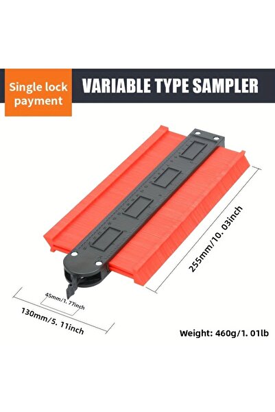 NIUXIANG أداة نسخ مقياس محيط الشكل مقاس 10 بوصات، مسطرة قياس الزوايا، مقياس السُمك، قالب محيط C