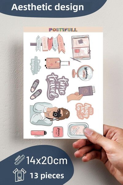 Postifull Time to Travel Themed Sticker and Label Set - Medium Size - Waterproof, Thick Adhesive Sticker Set