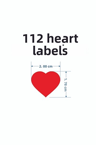 Parti Tasarla مع ملصق قلب أحمر - 112 قطعة تعبئة 2 سم - للهدايا والتغليف