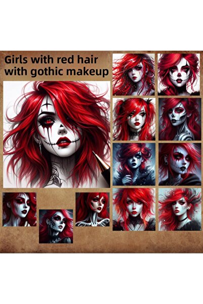 Pink Swan Craft Fete gotice cu păr roșu - Set de 12 bucăți Scrapbook Bullet J...