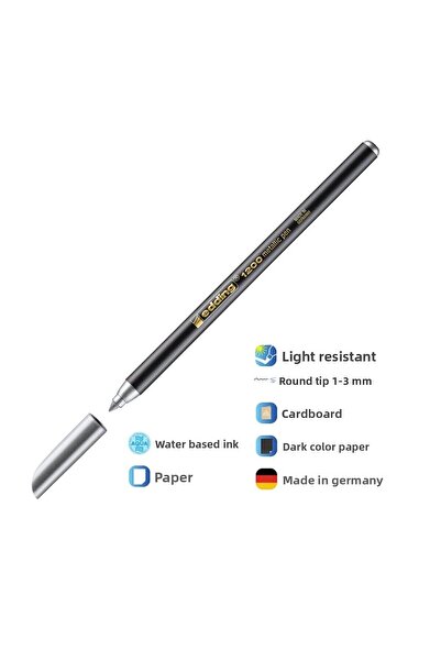 Edding Graphic Pen and Invitation Pen Metallic Silver Gray 1200 1 Piece Silve...