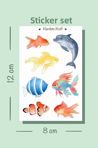 Handeto Kraft Σετ αυτοκόλλητων με θέμα τα ψάρια, αυτοκόλλητα, σημειωματάριο, ...