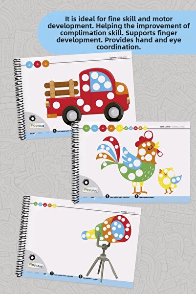 piapolya 3 Sets of Labeled, Dot Label Book and Labels |   Preschool Notebook |   Dot Label