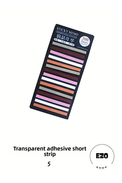 EZOSHOP Transparent Colored Sticky Notes - Adhesive Label, Short Strip 5