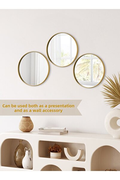Leila 2 Pieces Round Mirrored Presentation Holder Gold 24X24 Coffee and Tea Presentation Tray