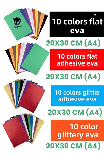 SEYFİKİRTASİYE A4 20 X 30 cm Plain Eva Adhesive Eva Set of 40 - Glittered Eva...
