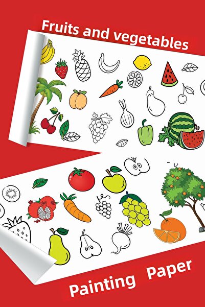 metafortoys ورق رسم فواكه عملاق بطول 2.5 متر - لفة نشاط