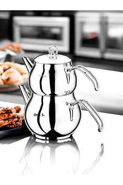 OMS مجموعة ستانلس ستيل 80009 - 4 قطع، علوي 1.00 لتر. أسفل 1.75 لتر. إبريق الش...