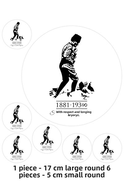 Atölye7Tasarım Ataturk Kocatepe 7 bucăți rotund ornamente pentru tort comesti...