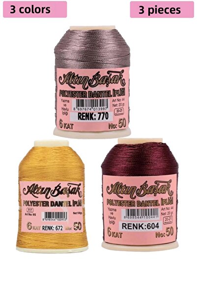 Royaleks 3 bucăți ață de broderie și dantelă Goldbaşak 20 gr - Robinanka - Nr...