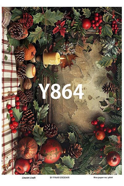 LİNEART New Year Series Y864 Brass Decopage 30 * 42 cm