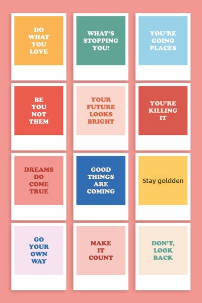 Özer Store مجموعة من 12 بطاقة بولا مزخرفة ملونة مع اقتباسات تحفيزية