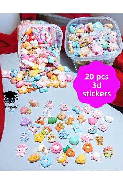 SEYFİKİRTASİYE 20PCS 3D STICKER EMBOSSED ADHESIVE STICKER FIGURES