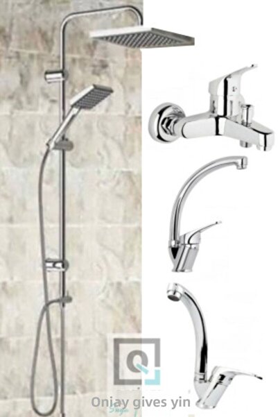 QNİAY مجموعة من 4 قطع من لوكس نيو هاوس، مجموعة دش رأس روبوت Qnikare باللون الأسود| مغسلة| حمام| حوض المطبخ|