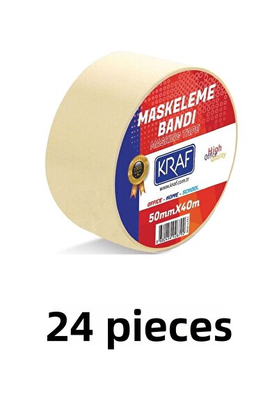 KRAF 24 bucăți de bandă de mascare, 50 mm x 40 metri, bandă de hârtie