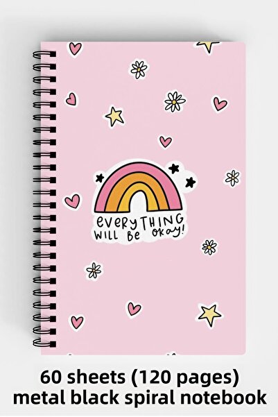 Anime Marketi دفتر ملاحظات ذو غلاف صلب مقاس A5 مع تصميم عبارة تحفيزية 120 ورقة