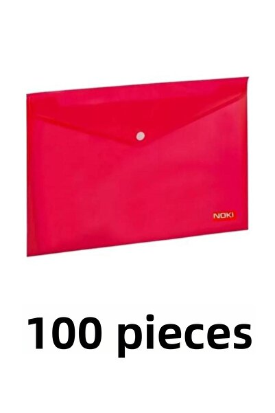 Noki 100 قطعة من ظرف ملف A4 الشفاف مع مشبك تثبيت باللون الأحمر