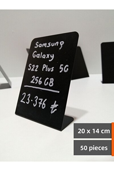 Şeffaf Etiket 50 τεμάχια αφαιρούμενης μαύρης ετικέτας μαυροπίνακα 20x14 εκ. Ε...