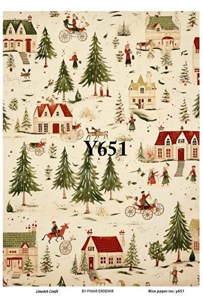 LİNEART Y651 - ديكوباج منقوش بالنحاس لمدينة رأس السنة الجديدة 30x42