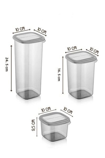 Kitchen Life 24-Piece Labeled Square Food Storage Container Set x8 (550ml-1200ml-1750ml) Jar with Hard Lid