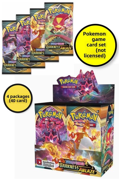 TOYFEST حزمة تعزيز بوكيمون TCG - السيف والدرع الظلام المشتعل (4 عبوات، 40 بطاقة)
