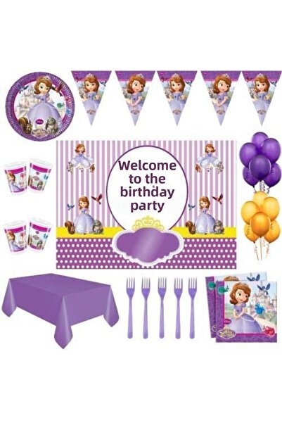 Parti Furyası Princess Sofia Bannered Birthday Party Ornaments for 8 People