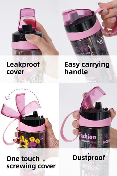 Herevin 0.75 Lt Double Color Painted Size Printed Flask-pink