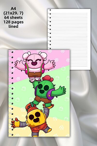 daily notebook دفتر ملاحظات مسطر مقاس A4 من براول ستارز | غطاء PVC |   128 صف...