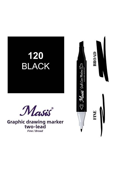 Masis 120 Black Double Ended Graphic Drawing Pen