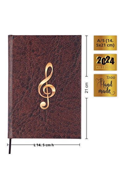 BİDEFTER مفكرة بيانو (خط رباعي القطع بدون مفتاح) 100% صناعة يدوية، خياطة يدوية، غلاف مطلي (A/5)