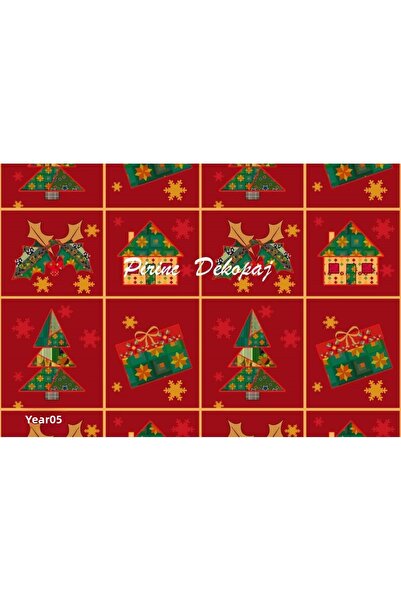 LİNEART ورق ديكوباج نحاسي بنمط عيد الميلاد رقم: YILBAŞ105- 29X42cm