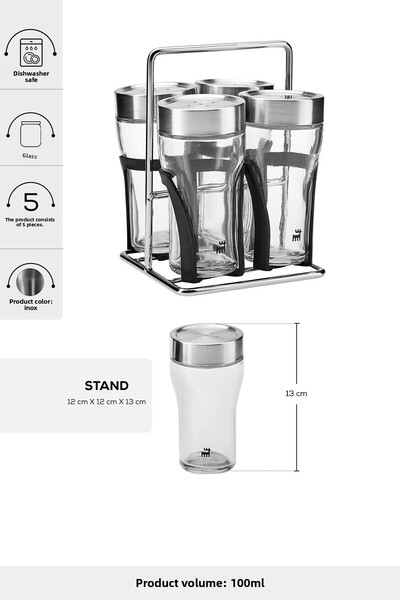 Karaca Danica 5 Piece Square Spice Set with Stand