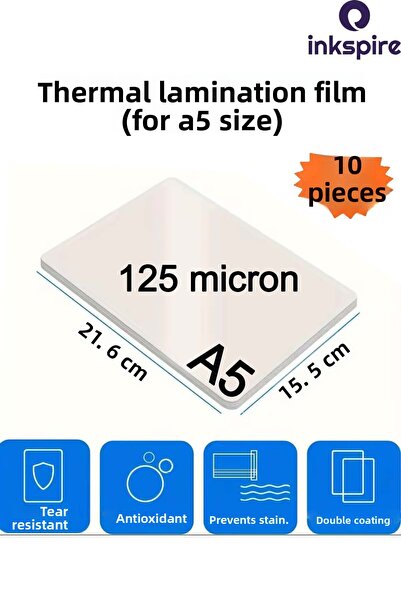 inkspire فيلم الترقق الحراري A5 10 قطعة 125 ميكرون تغليف لامع 1 حزمة حقيبة هو...