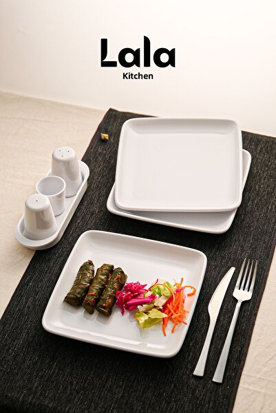 Lala Mutfak Gözde Square Serving Plate - Set of 3 (20 cm - Stylish, Durable, Cake, Dessert, Presentation Plate)
