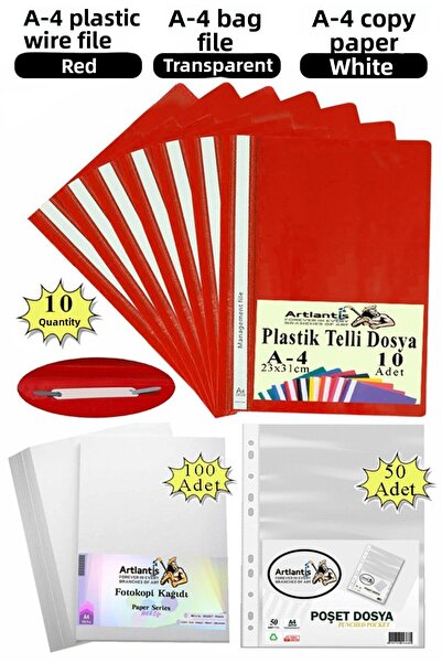 Artlantis Dosar cu spiră din plastic A4 10 bucăți Plicuri pentru dosare 50 bu...